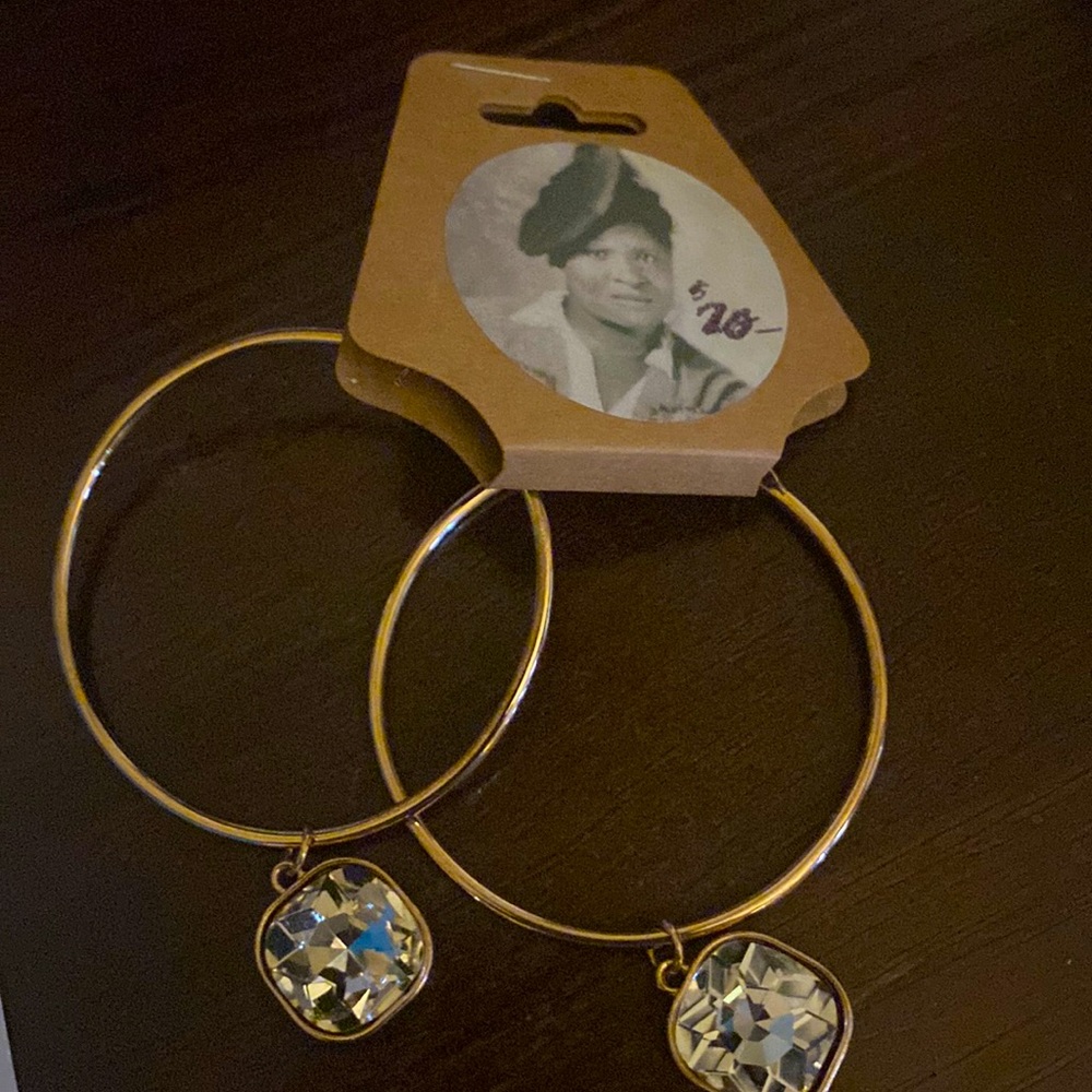 Gold Fashionable Earring Hoops with Studded charms